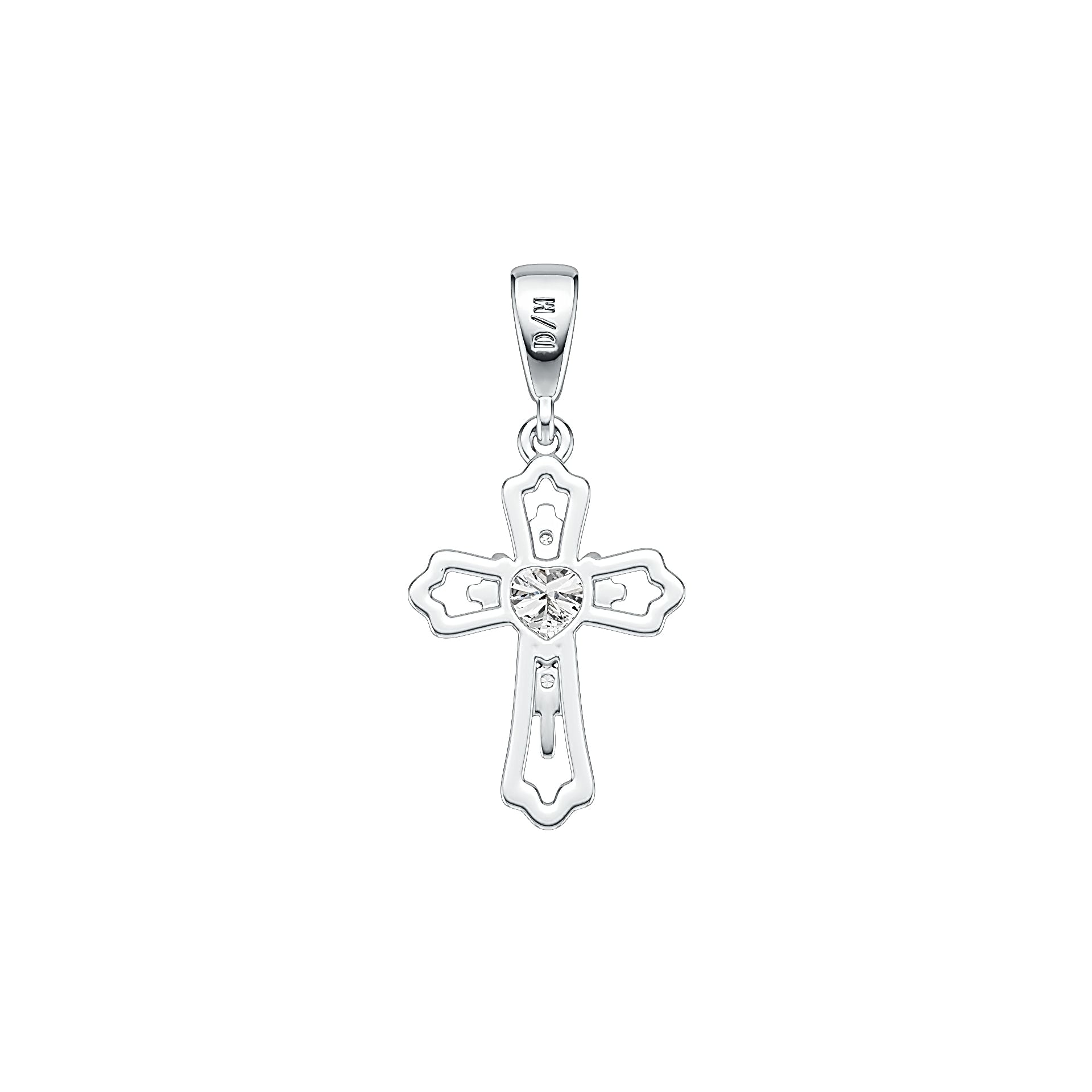 Sterling Silver Semi Mount Pendant Setting Heart HT 5X5mm Cross Theme - Syzjewelry