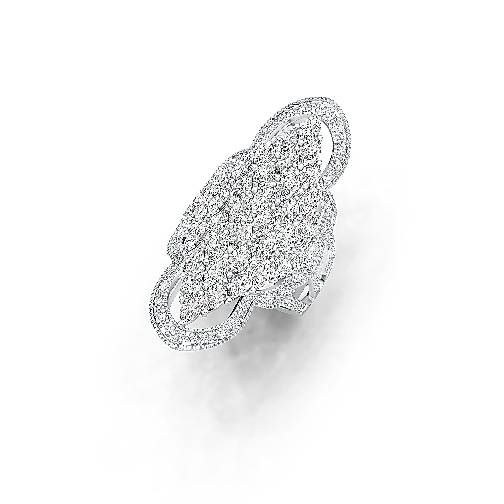 14K Gold Semi Mount Ring Setting Marquise MQ 5X2.5mm Diamond Accent DHJ