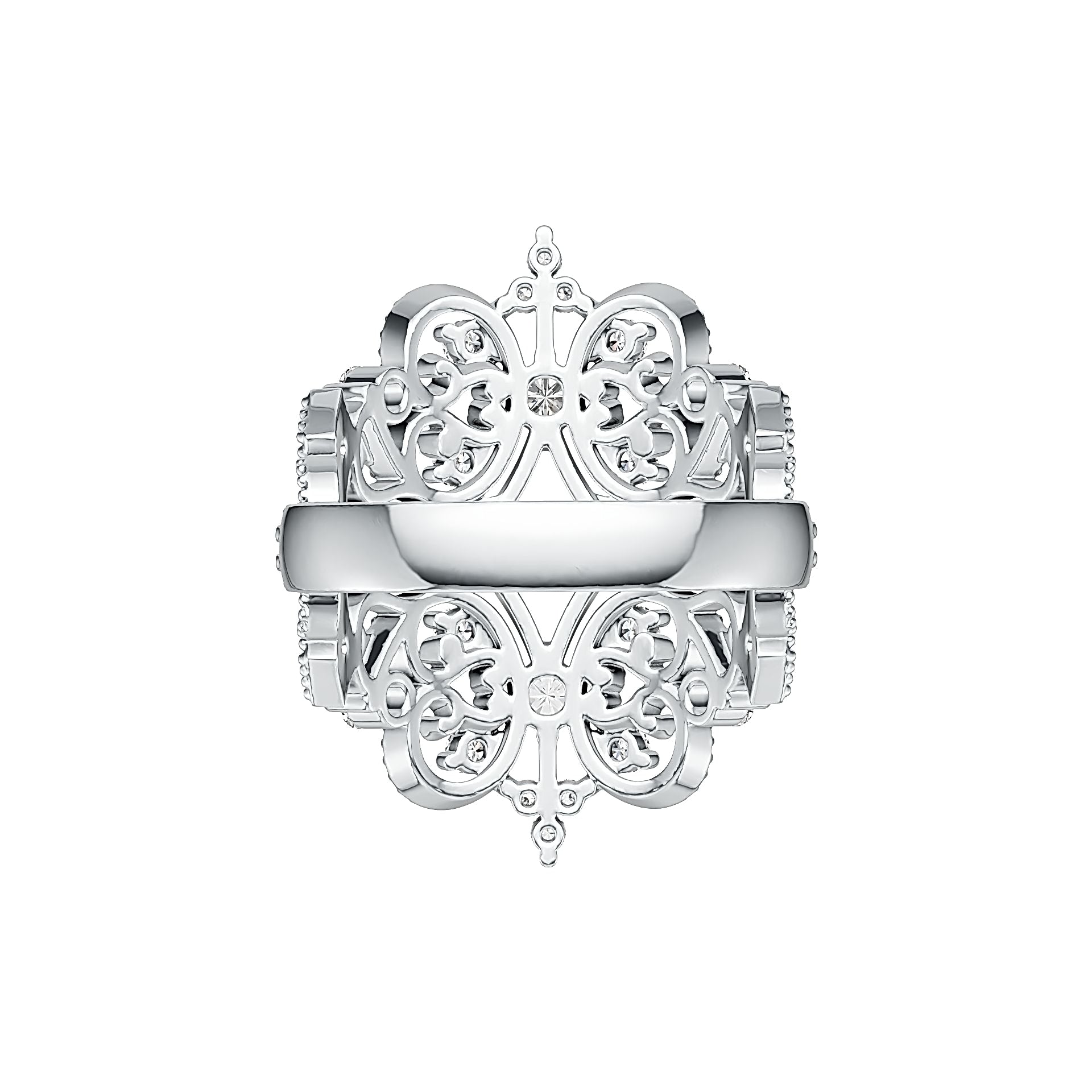 Sterling Silver Ring Crown Theme with White Topaz or Moissanite DHJ