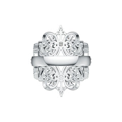 Sterling Silver Ring Crown Theme with White Topaz or Moissanite DHJ