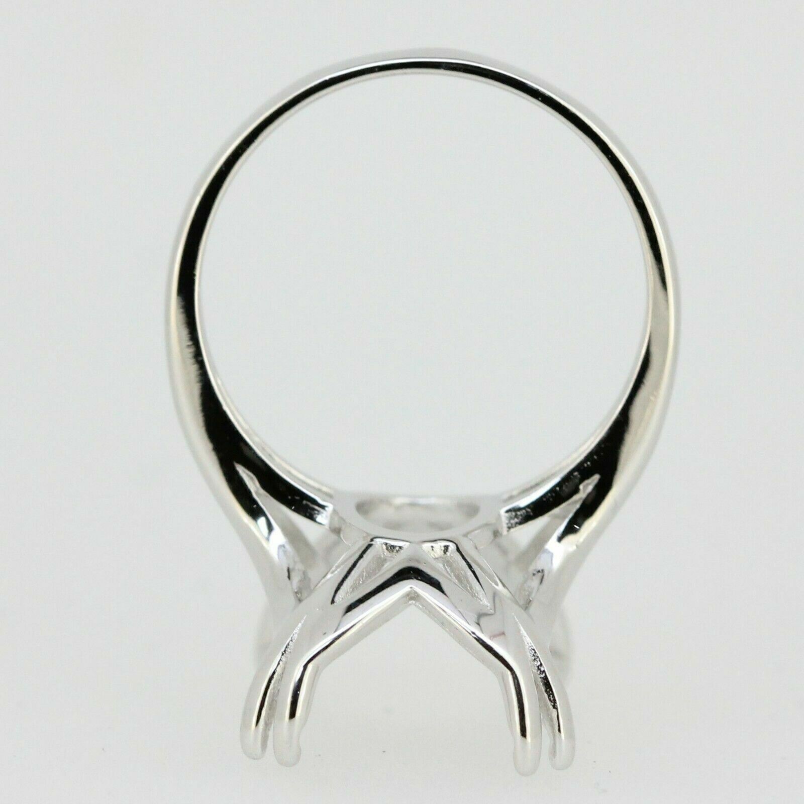 Platinum Semi Mount Ring Setting Emerald OCT 12x10mm Contemporary Diamond Accent Syzjewelry