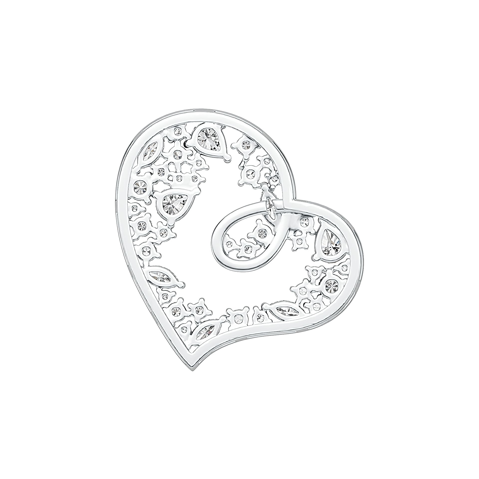 Sterling Silver Pendant Heart Theme with White Topaz or Moissanite DHJ