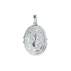 14K Gold Semi Mount Pendant Setting Oval OV 14X10mm Triple Halo Diamond Accent DHJ