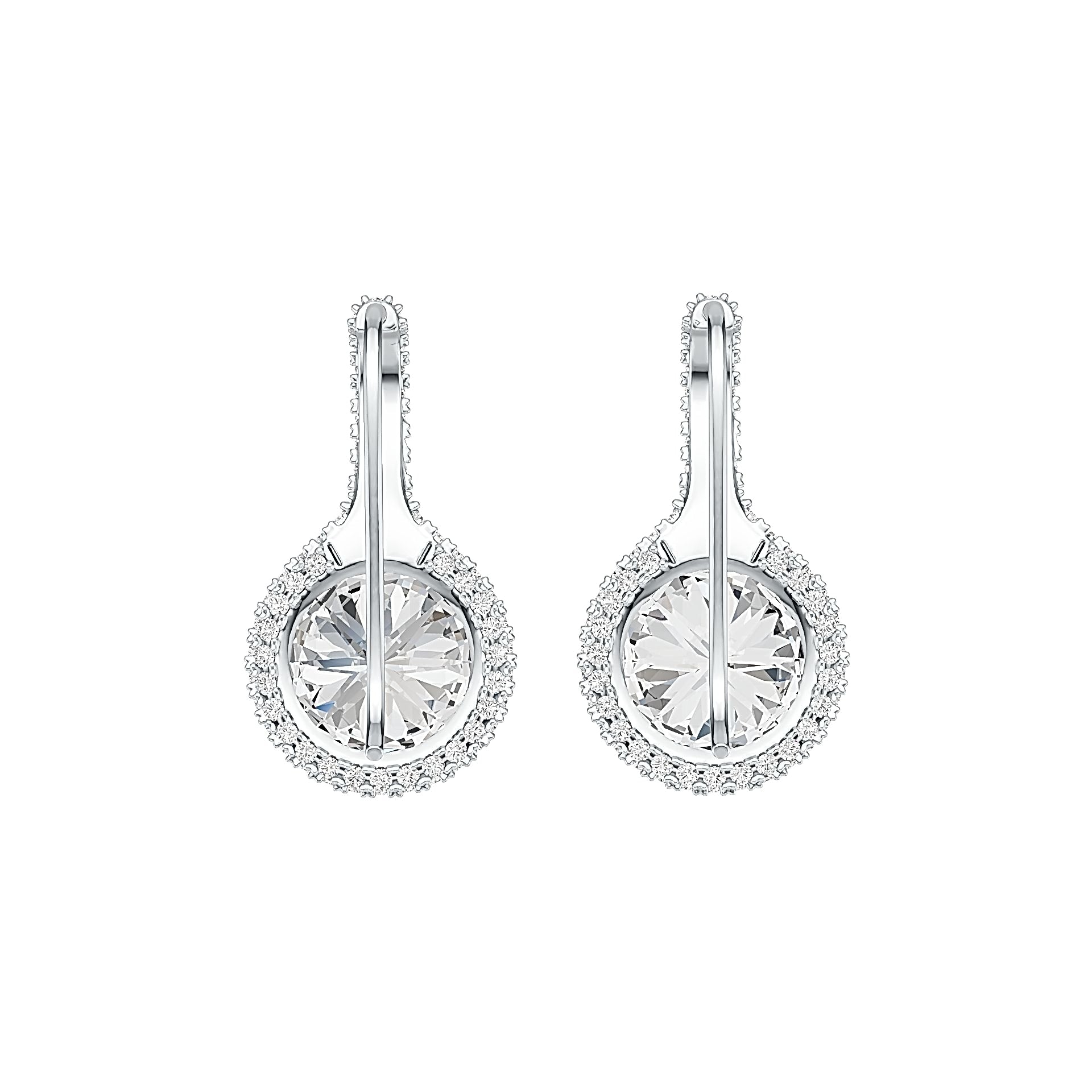 Sterling Silver Semi Mount Earrings Setting Round RD 10x10mm with White Topaz - Syzjewelry