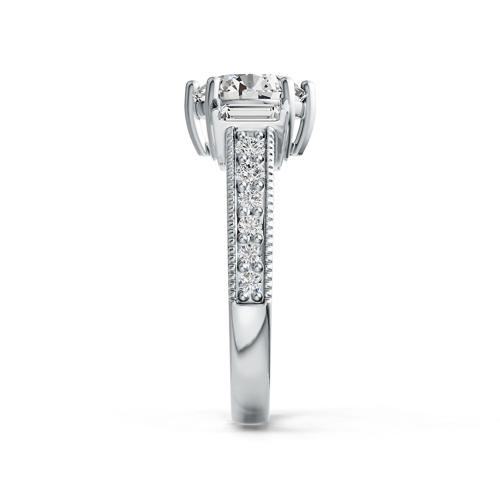 14K Gold Semi Mount Ring Setting Round RD 8X8mm with Diamond Accent DHJ