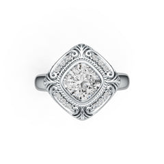 14K Gold Semi Mount Ring Setting Cushion CU 7X7mm Diamond Accent DHJ