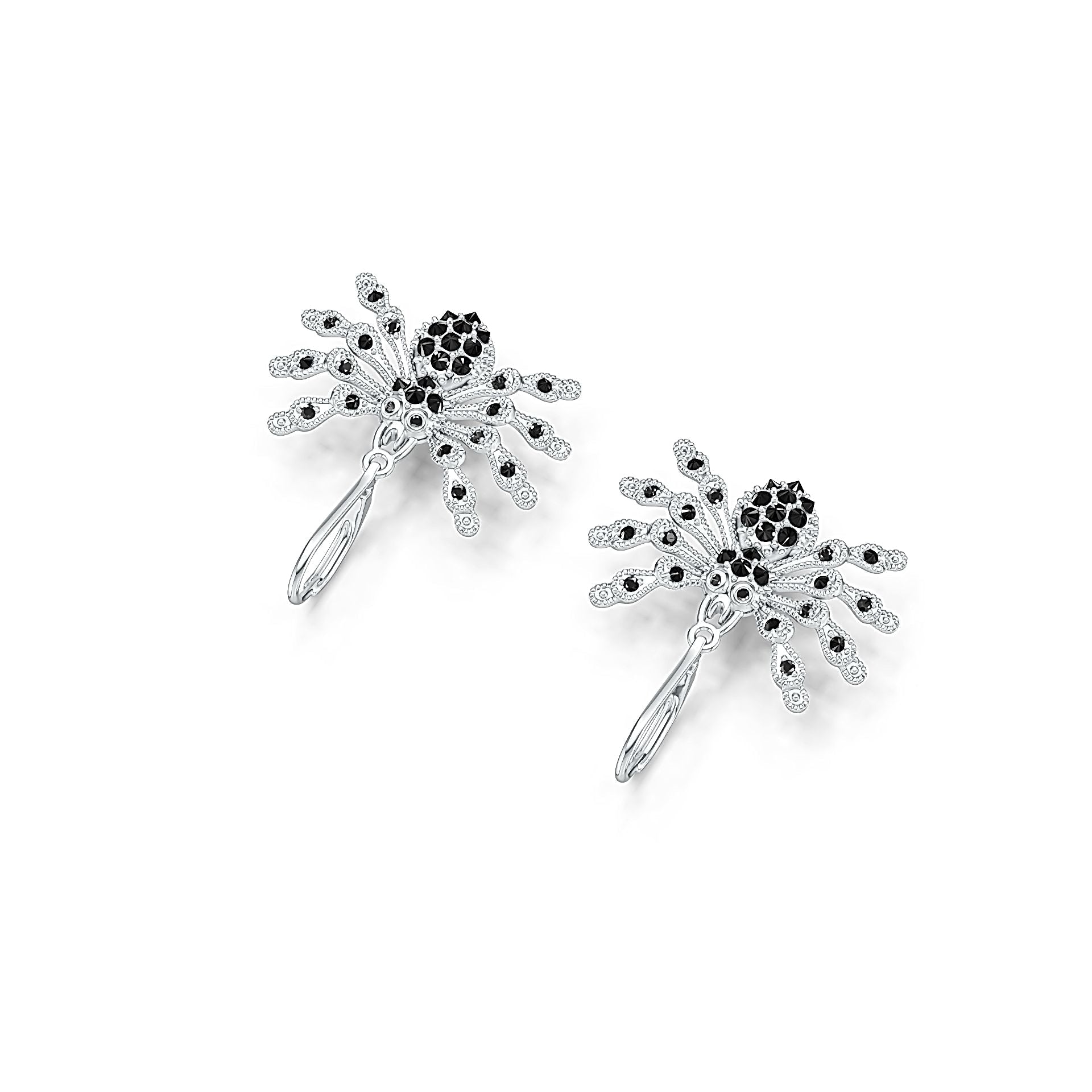 Platinum Earrings Spider Theme with or Moissanite Diamond Accent DHJ