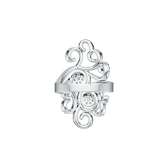 Sterling Silver Cocktail Filigree Ring with White Topaz or Moissanite