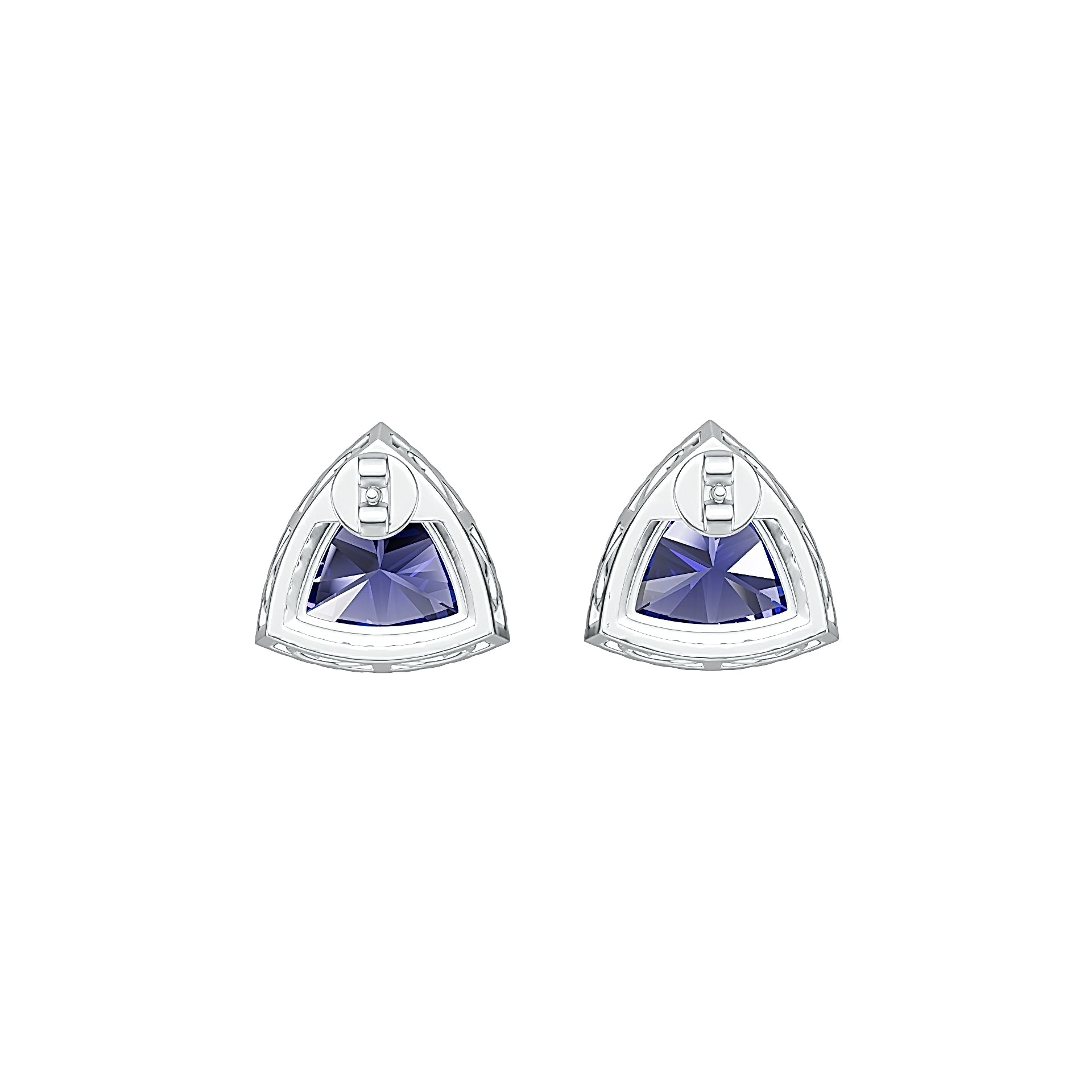Sterling Silver Semi Mount Earrings Setting Trillion TR 11X11mm with White Topaz - Syzjewelry