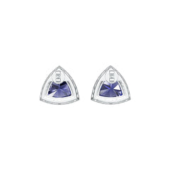 Sterling Silver Semi Mount Earrings Setting Trillion TR 11X11mm with White Topaz - Syzjewelry