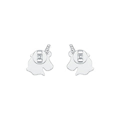 14K Gold Stud Earrings Unicorn Theme with or Moissanite Diamond Accent DHJ