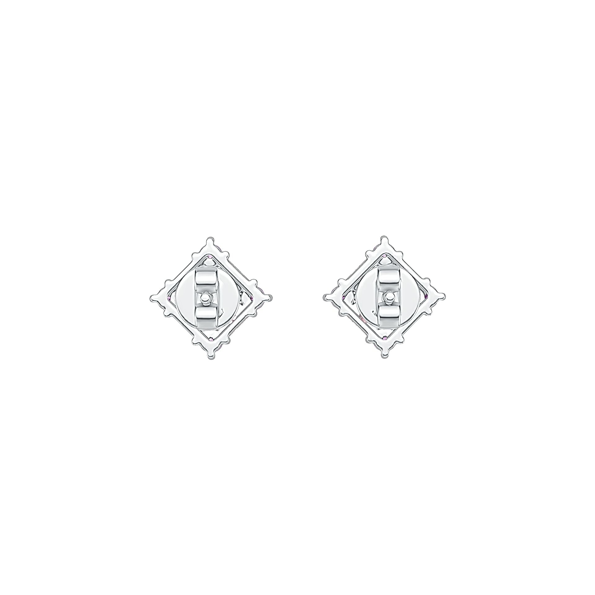10K Gold Semi Mount Earrings Setting Princess SQ 3X3mm Moissanite Accent DHJ
