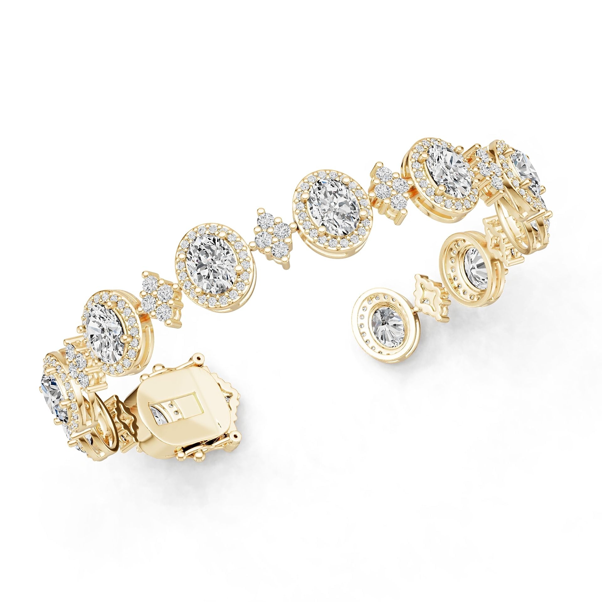 10K Gold Semi Mount Bracelet Setting Round Ro 5x6mm Moissanite Accent Syz Jewelry