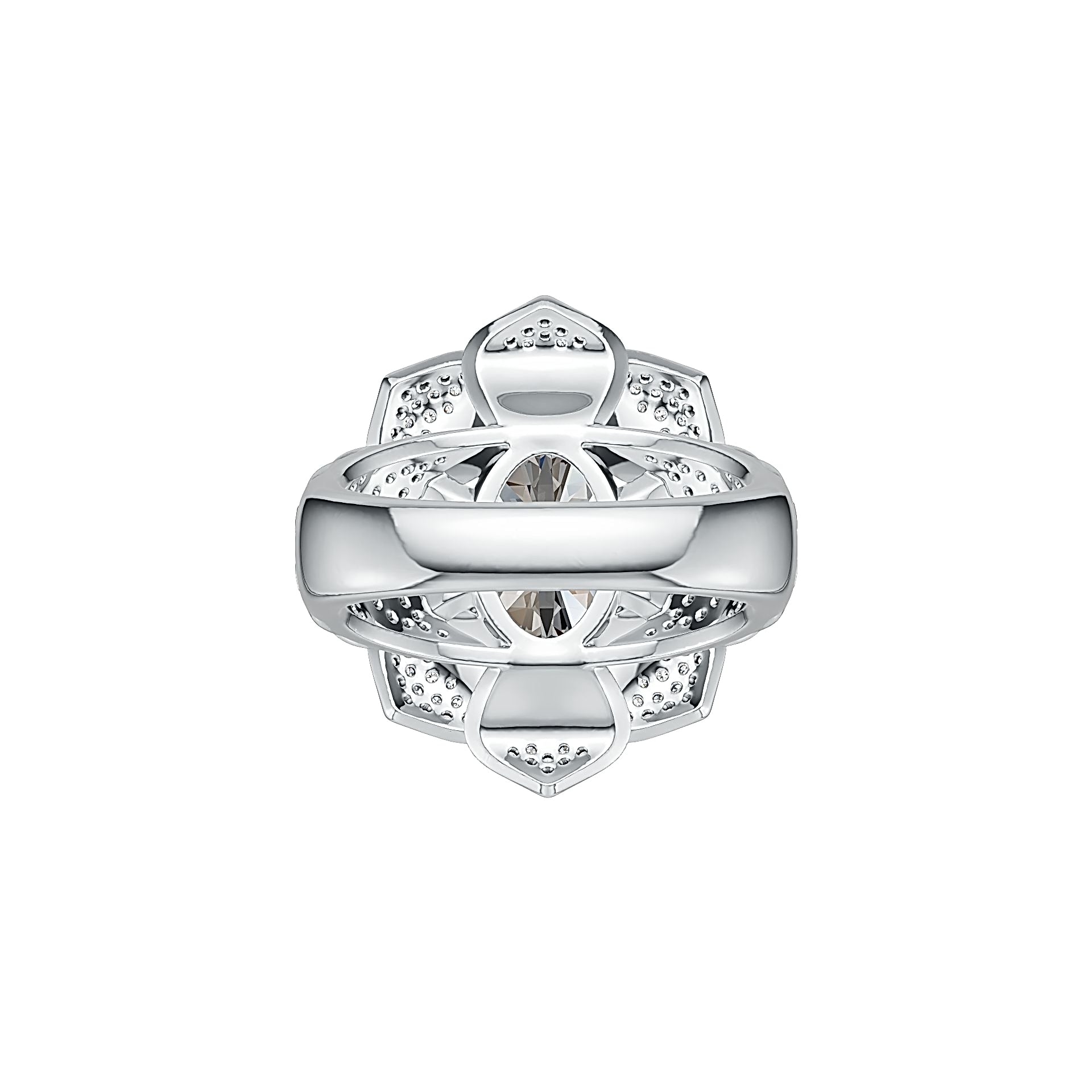 10K Gold Semi Mount Ring Setting Oval OV 16X12mm Flower Theme Moissanite Accent DHJ