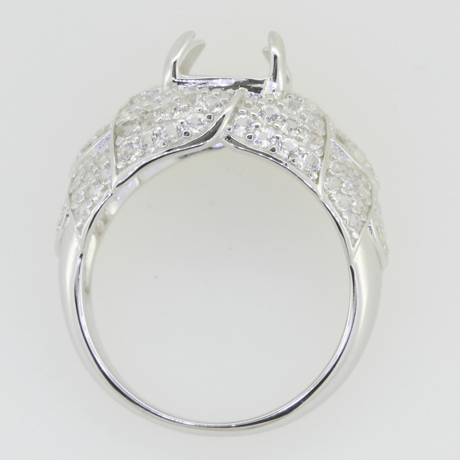 Yellow Gold Plated14K Gold Semi Mount Ring Setting OCT 10x8mm Diamond Accent Syzjewelry