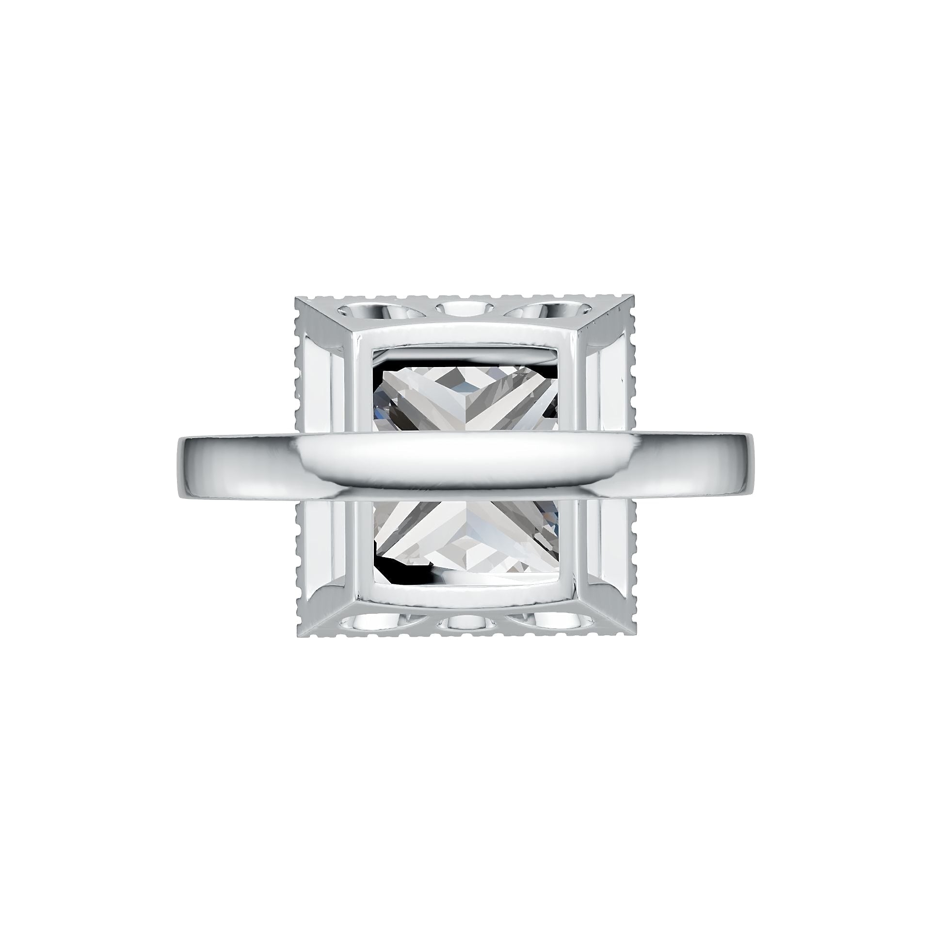 Platinum Semi Mount Ring Setting Princess SQ 12X12mm Halo Diamond Accent DHJ