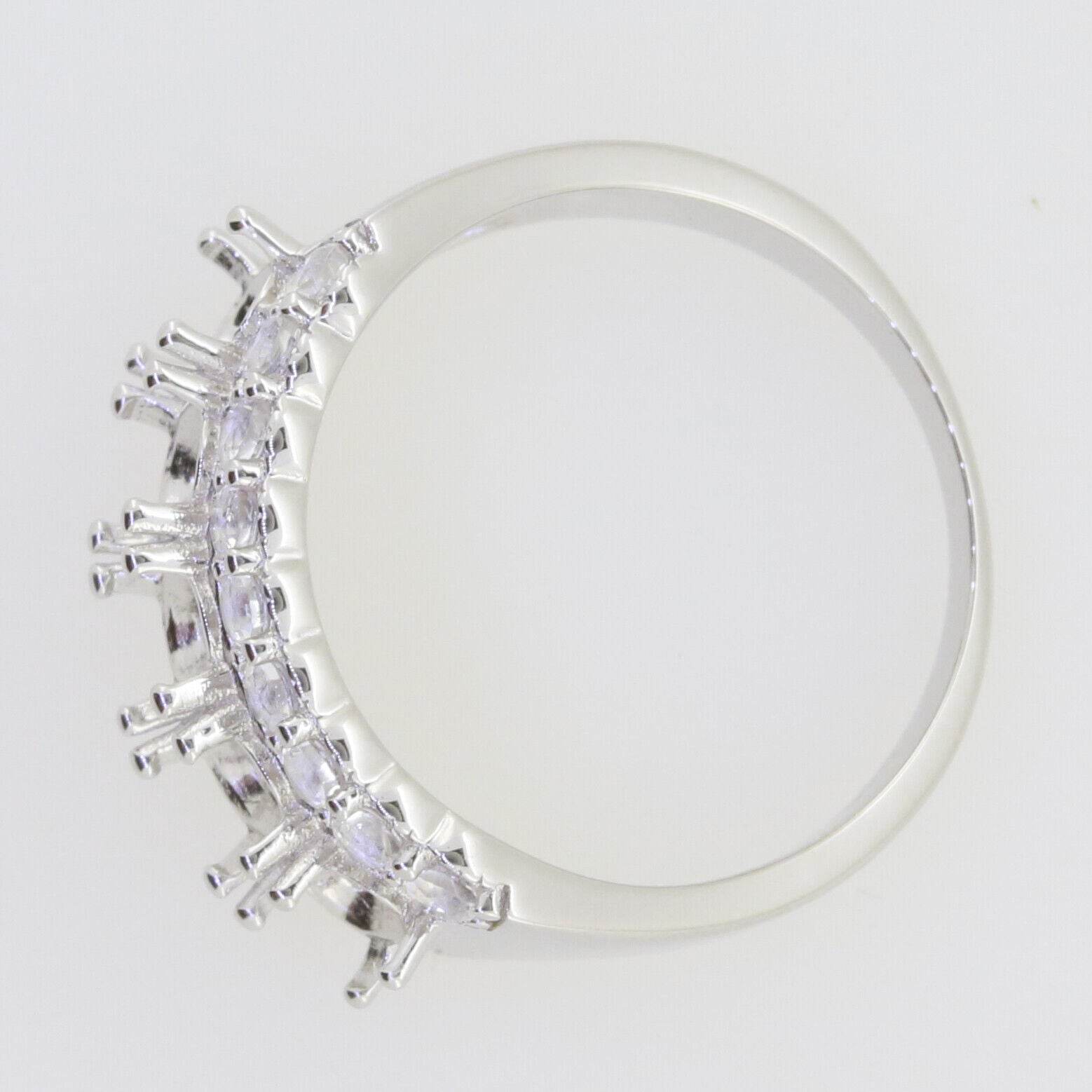Platinum Semi Mount Ring Setting Oval OV 6x4mm 3 Row Band Desig Half Enternity Diamond Accent Syzjewelry