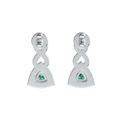 18K Gold Semi Mount Earrings Setting Trillion TL 4X4mm with White Topaz Diamond Accent DHJ