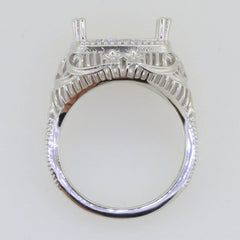 18K Gold Semi Mount Ring Setting Cushion Cu 12x8mm Art Deco Style Syzjewelry