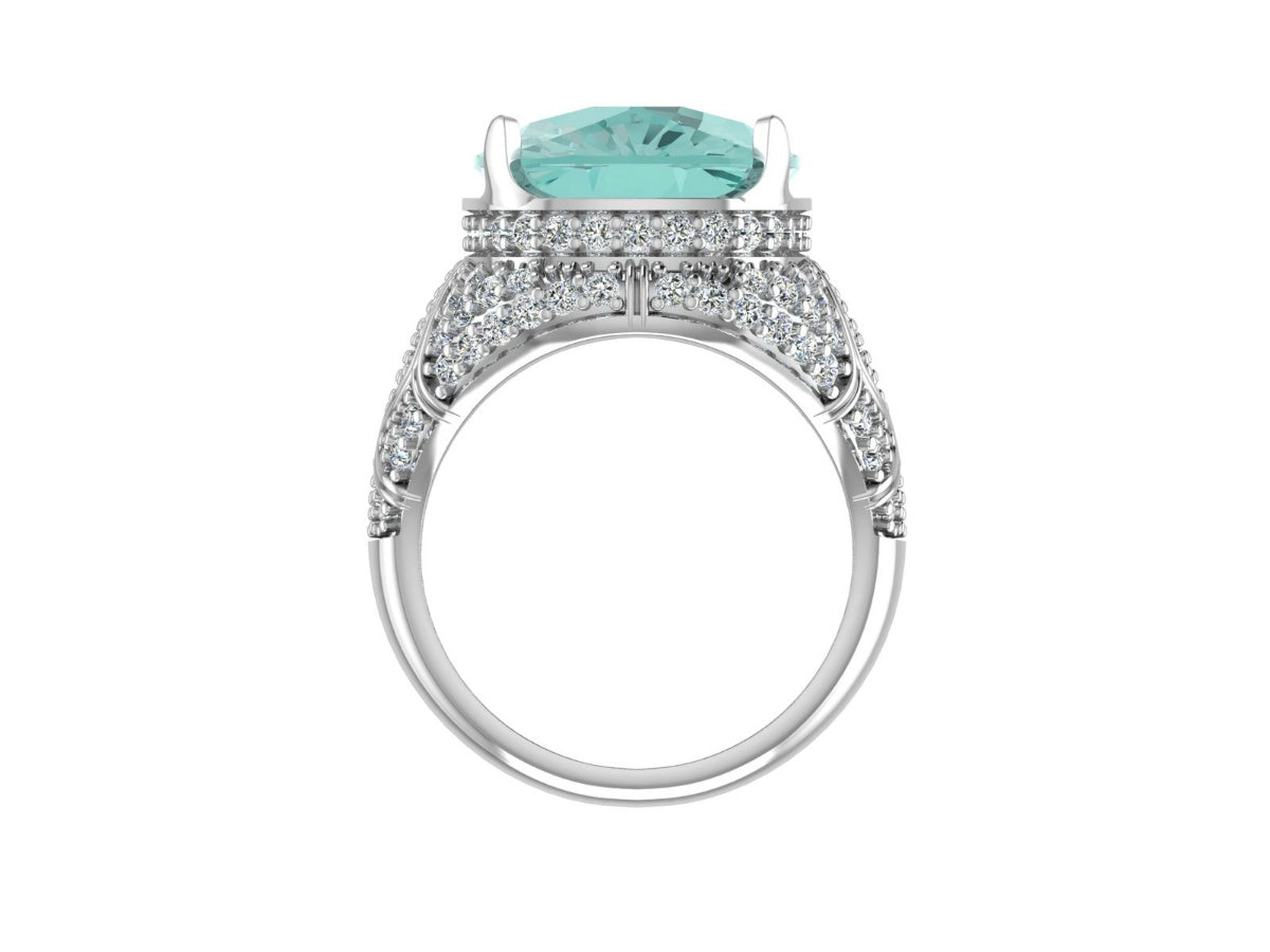 18K Gold Semi Mount Ring Setting Cushion CU 18X13mm Cocktail Ring Diamond Accent DHJ