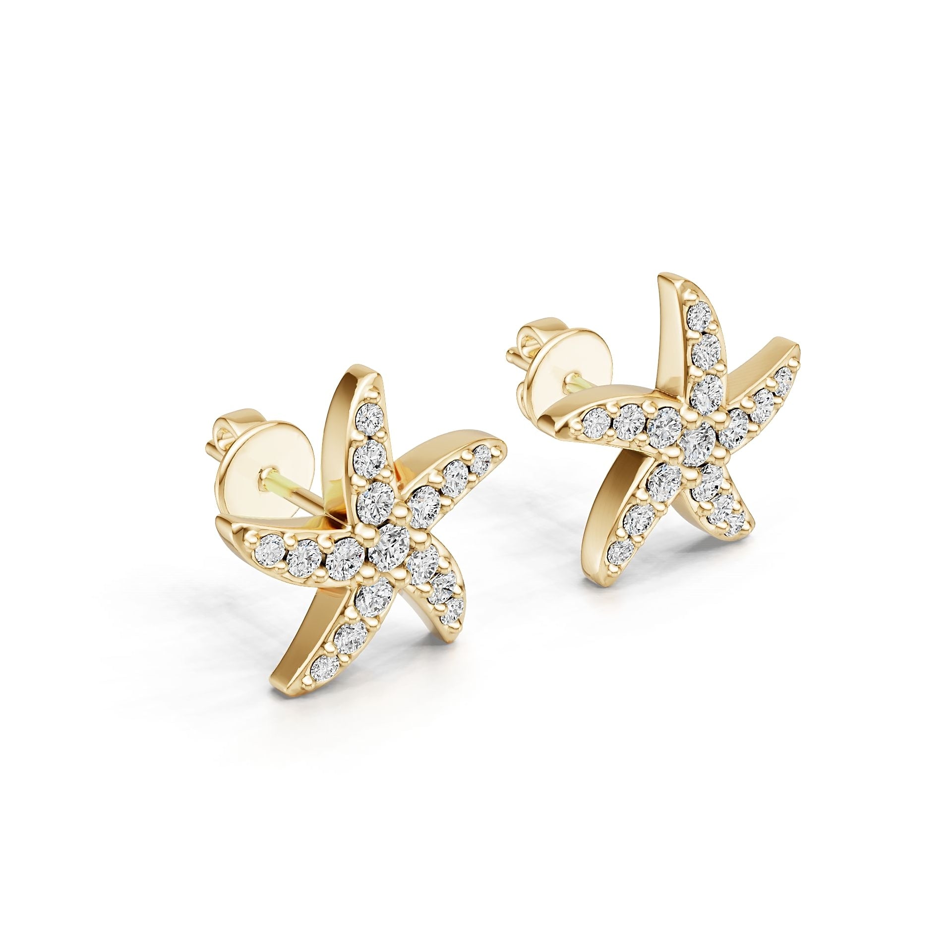 14K Gold Semi Mount Earrings Setting Round Ro 6x6mm Diamond Accent Syz Jewelry