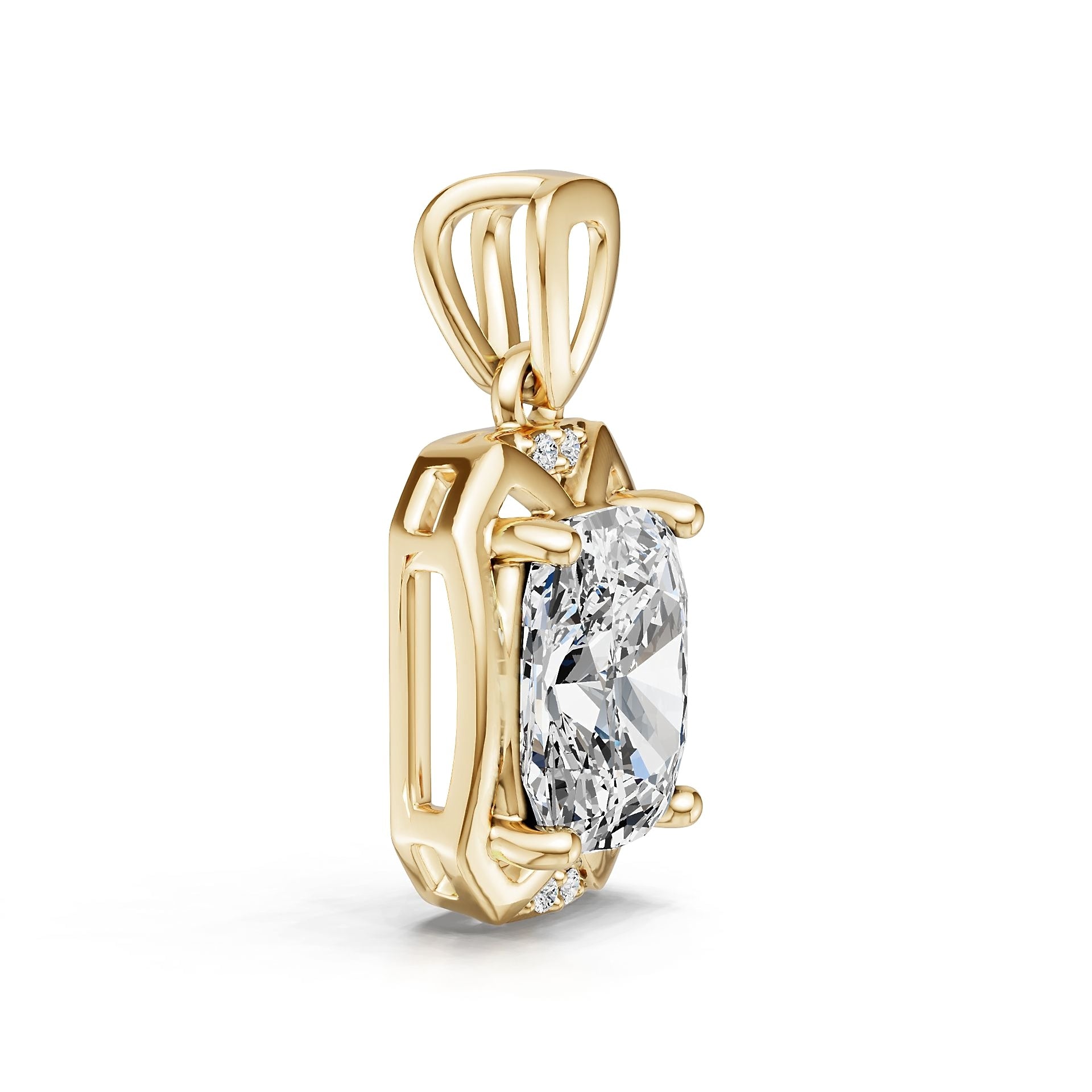 Sterling Silver Semi Mount Pendant Setting Cushion CU 9X7mm White Topaz Accents Syzjewelry