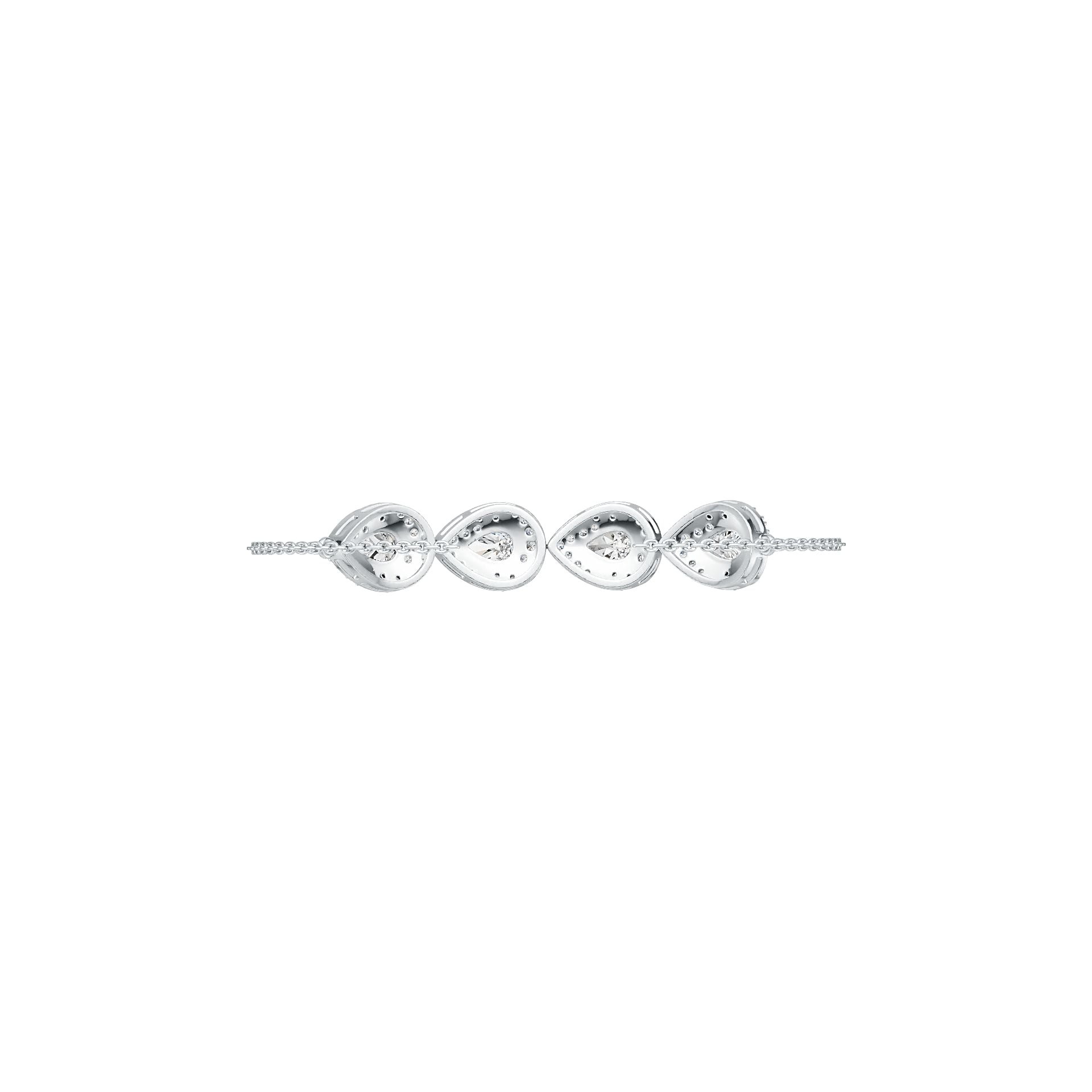 18K Gold Semi Mount Bracelet Setting Pear PE 7X5mm with White Topaz Diamond Accent DHJ