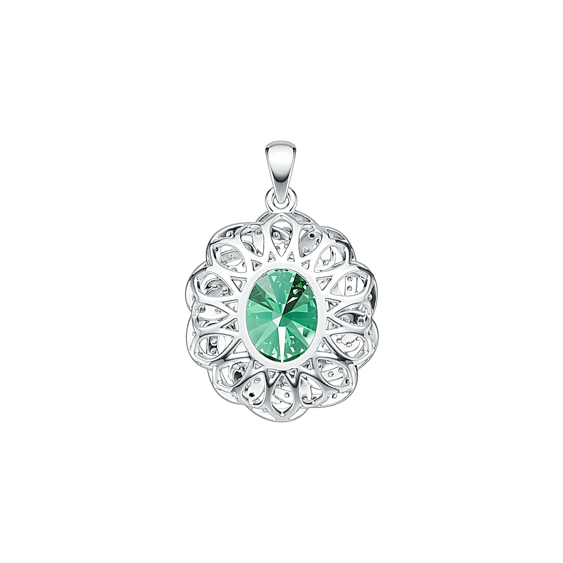 14K Gold Semi Mount Pendant Setting Oval OV 12X10mm with White Topaz Diamond Accent DHJ