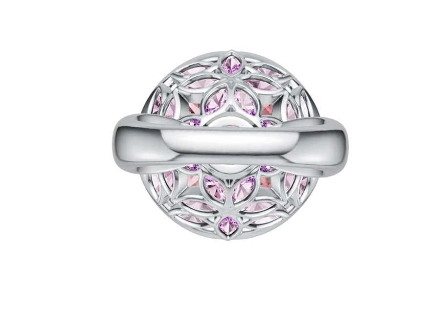 10K Gold Semi Mount Ring Setting Round RD 15x15mm with White Topaz Moissanite Accent DHJ
