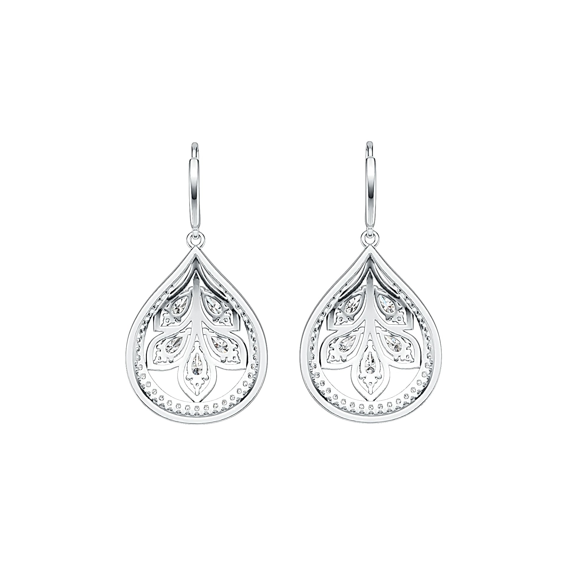 Sterling Silver Semi Mount Earrings Setting Pear PE 5X3mm with White Topaz DHJ