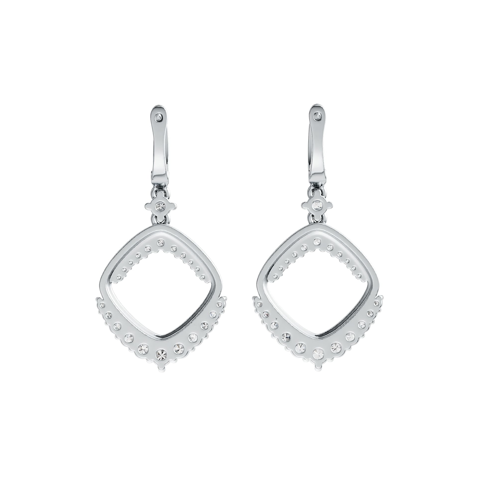 Sterling Silver Kite Drop Earrings with White Topaz or Moissanite DHJ