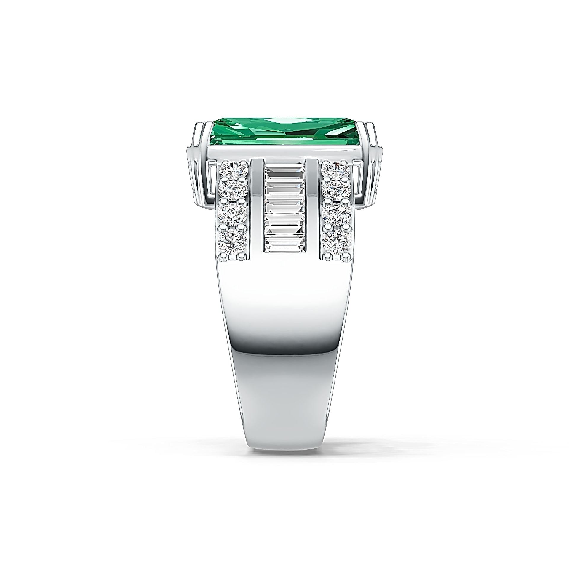 10K Gold Semi Mount Ring Setting Emerald OCT 16X9mm with White Topaz Moissanite Accent DHJ