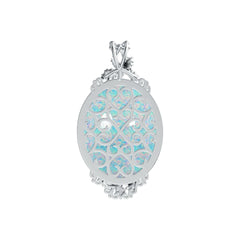 Platinum Semi Mount Pendant Setting Oval OV 25X20mm Cabochon Art Nouveau Style Diamond Accent DHJ