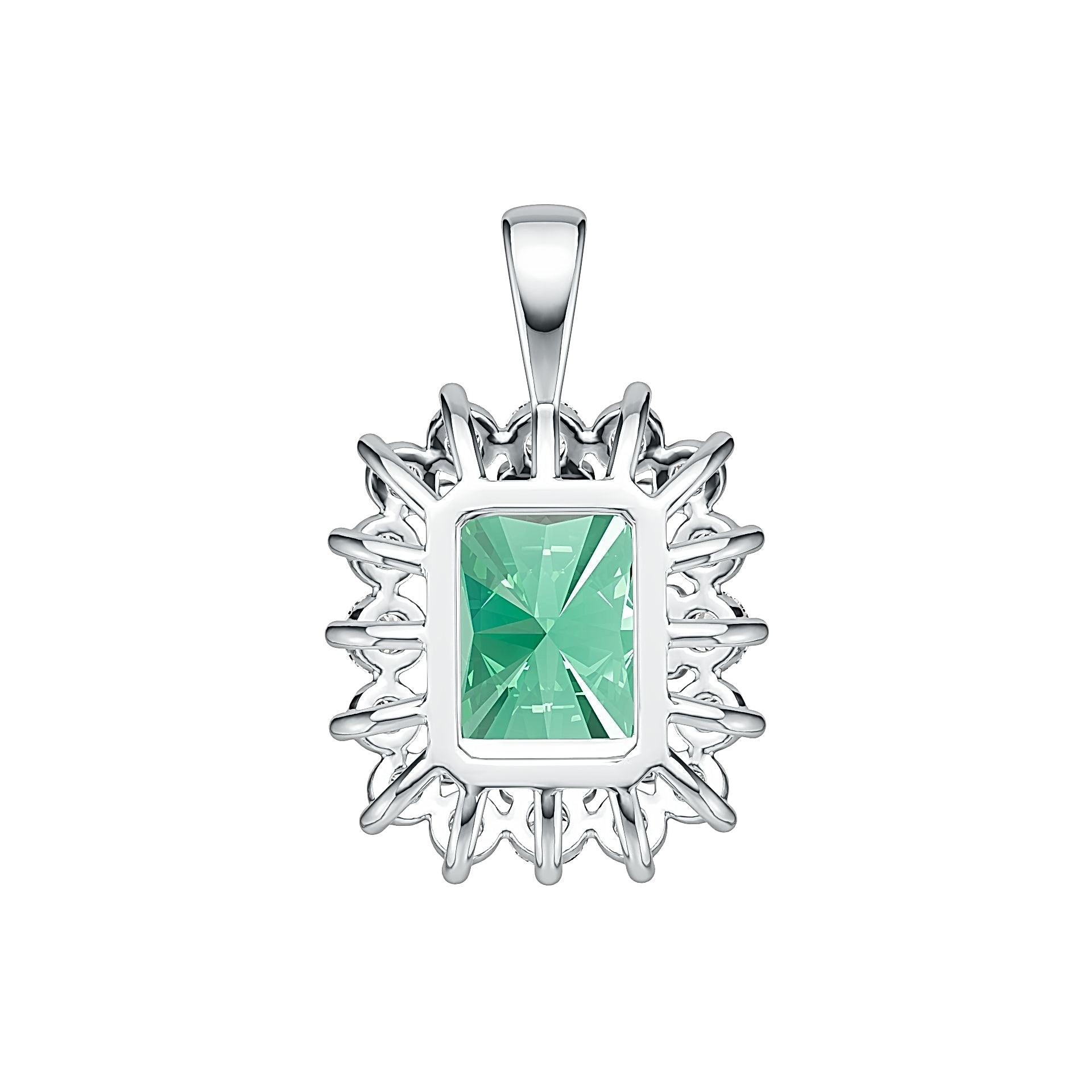 Sterling Silver Semi Mount Pendant Setting Emerald OCT 9X7mm Syzjewelry
