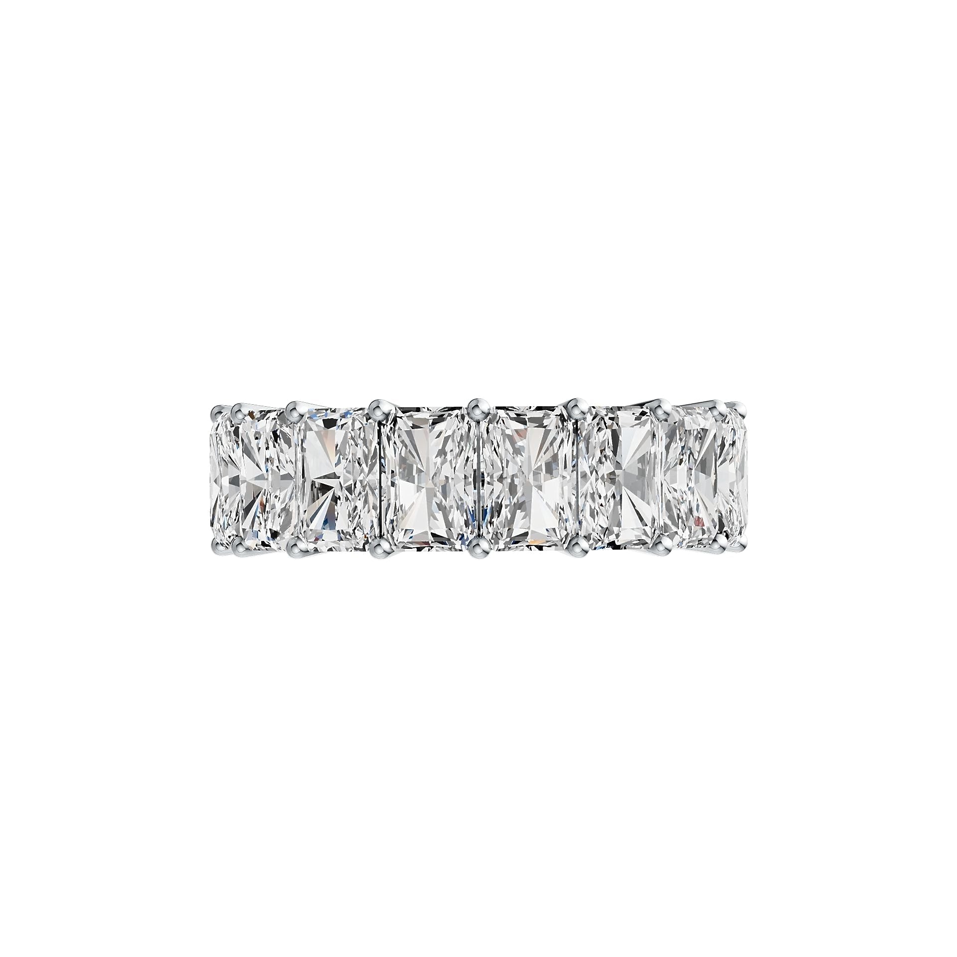 Platinum Semi Mount Ring Setting Emerald OCT 6X4mm 17-Stones DHJ
