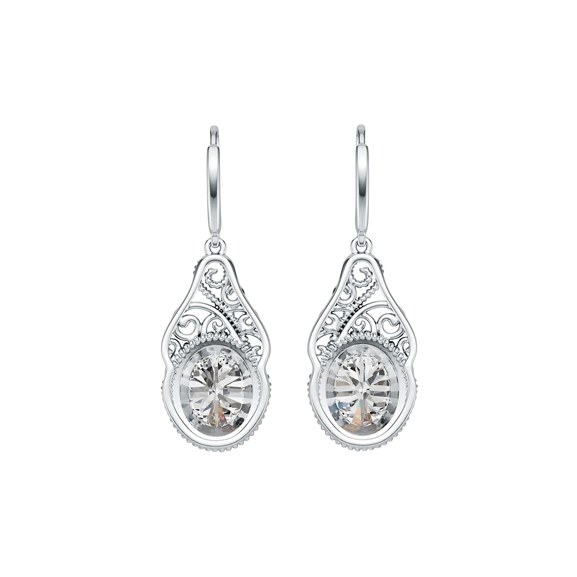 Platinum Semi Mount Earrings Setting Oval OV 10X8mm DHJ