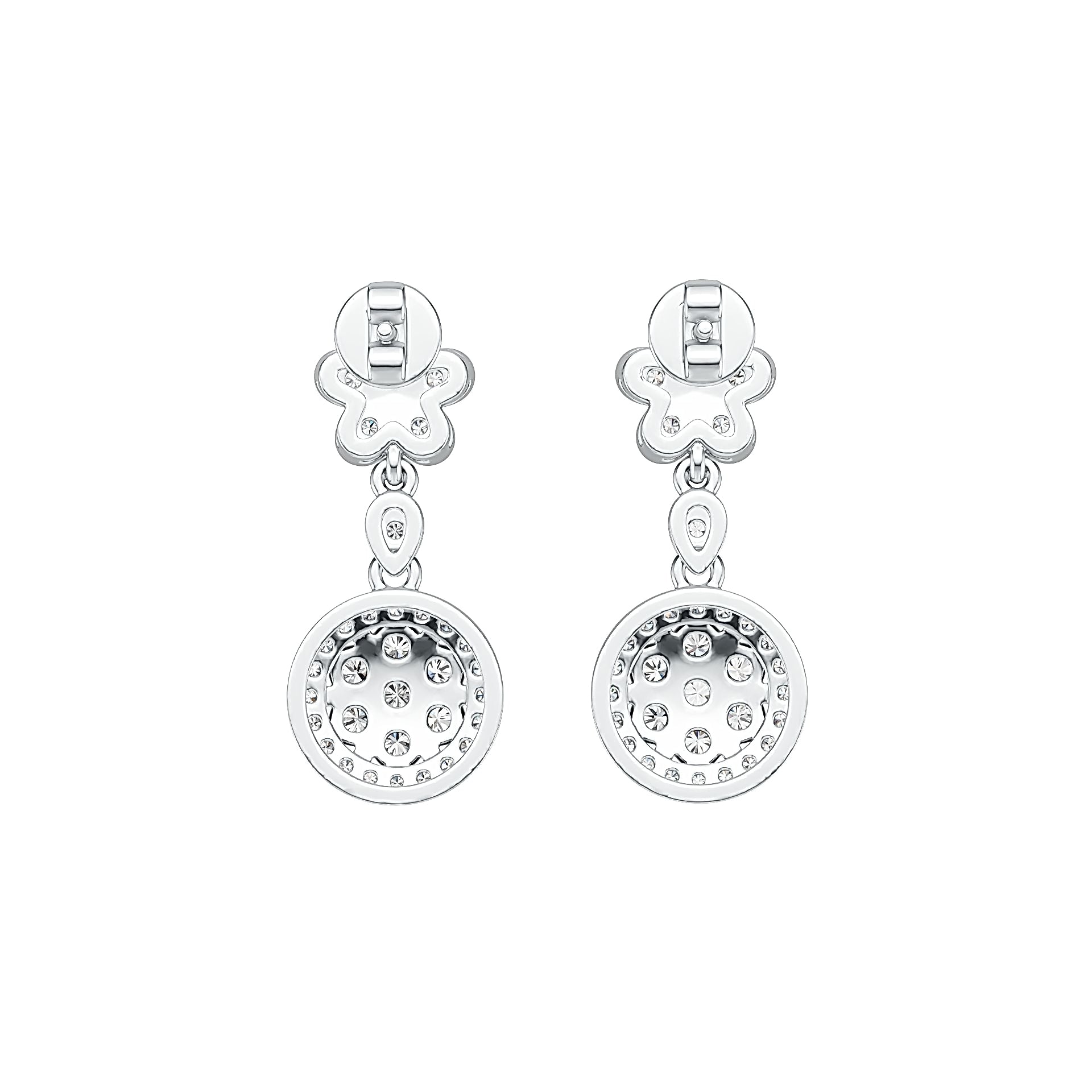 Sterling Silver Cluster Dangling Earrings with White Topaz or Moissanite DHJ