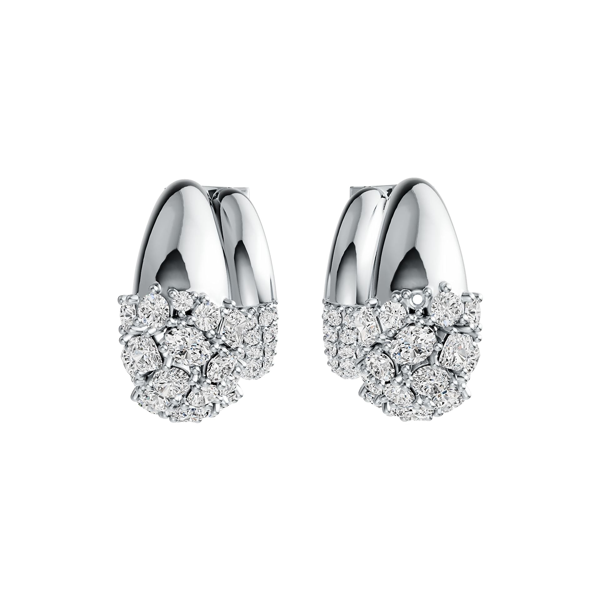 Sterling Silver Hoop Earrings with White Topaz or Moissanite DHJ