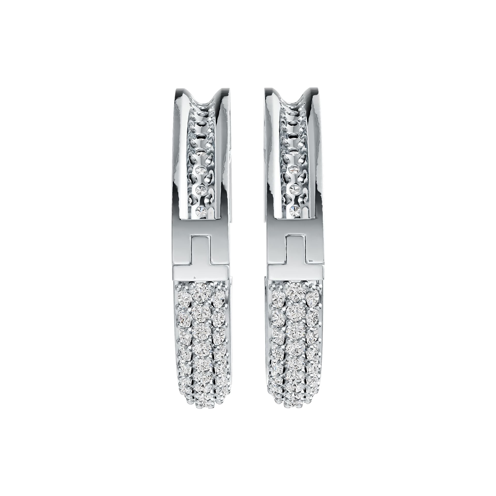 Sterling Silver Hoop Earrings with White Topaz or Moissanite DHJ