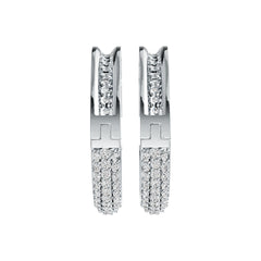 Sterling Silver Hoop Earrings with White Topaz or Moissanite DHJ