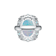 14K Gold Semi Mount Ring Setting Oval OV 16X12mm 3X3mm Cabochon Diamond Accent DHJ
