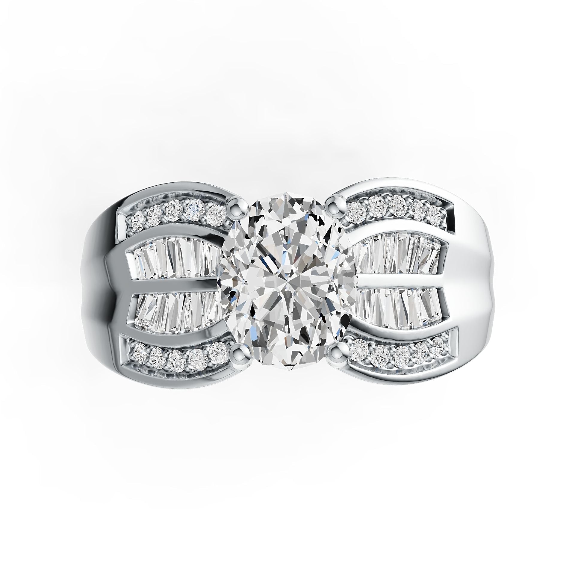 Platinum Semi Mount Ring Setting Oval OV 9X7mm Diamond Accent DHJ