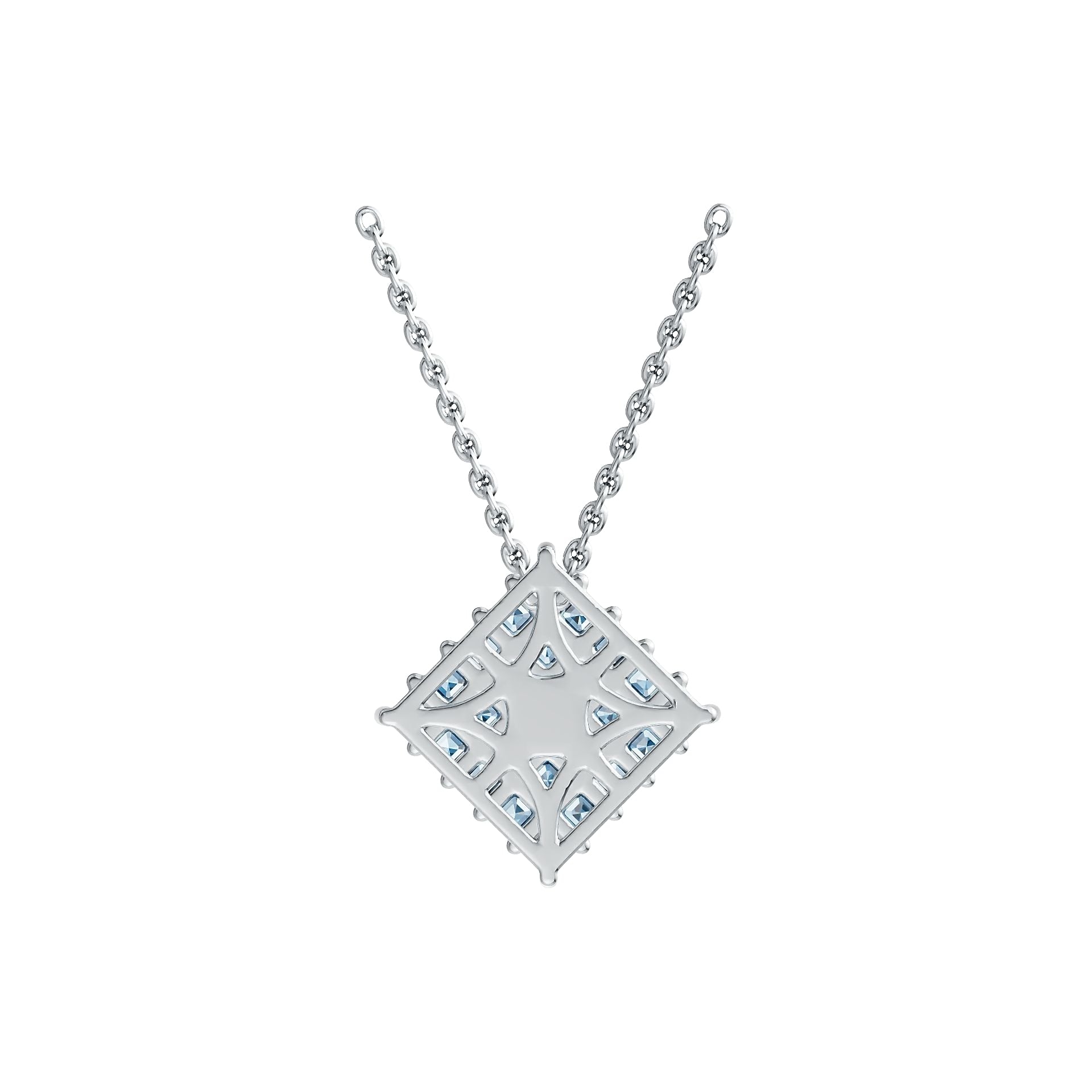 Sterling Silver Diamond-Shaped Cluster Pendant with White Topaz or Moissanite Syzjewelry