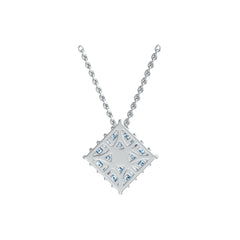 Sterling Silver Diamond-Shaped Cluster Pendant with White Topaz or Moissanite Syzjewelry