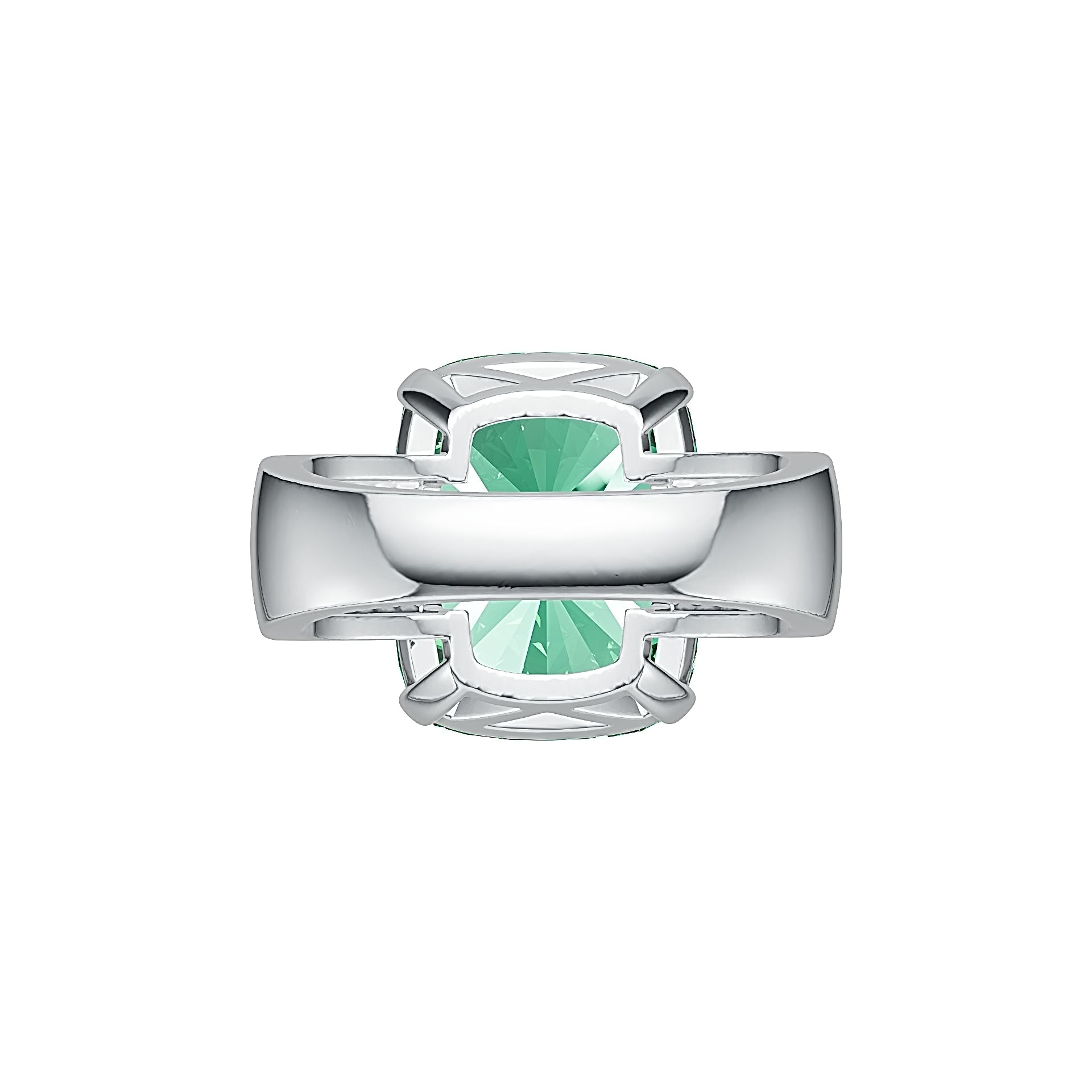 Platinum Semi Mount Ring Setting Cushion CU 15X12mm with White Topaz Diamond Accent DHJ