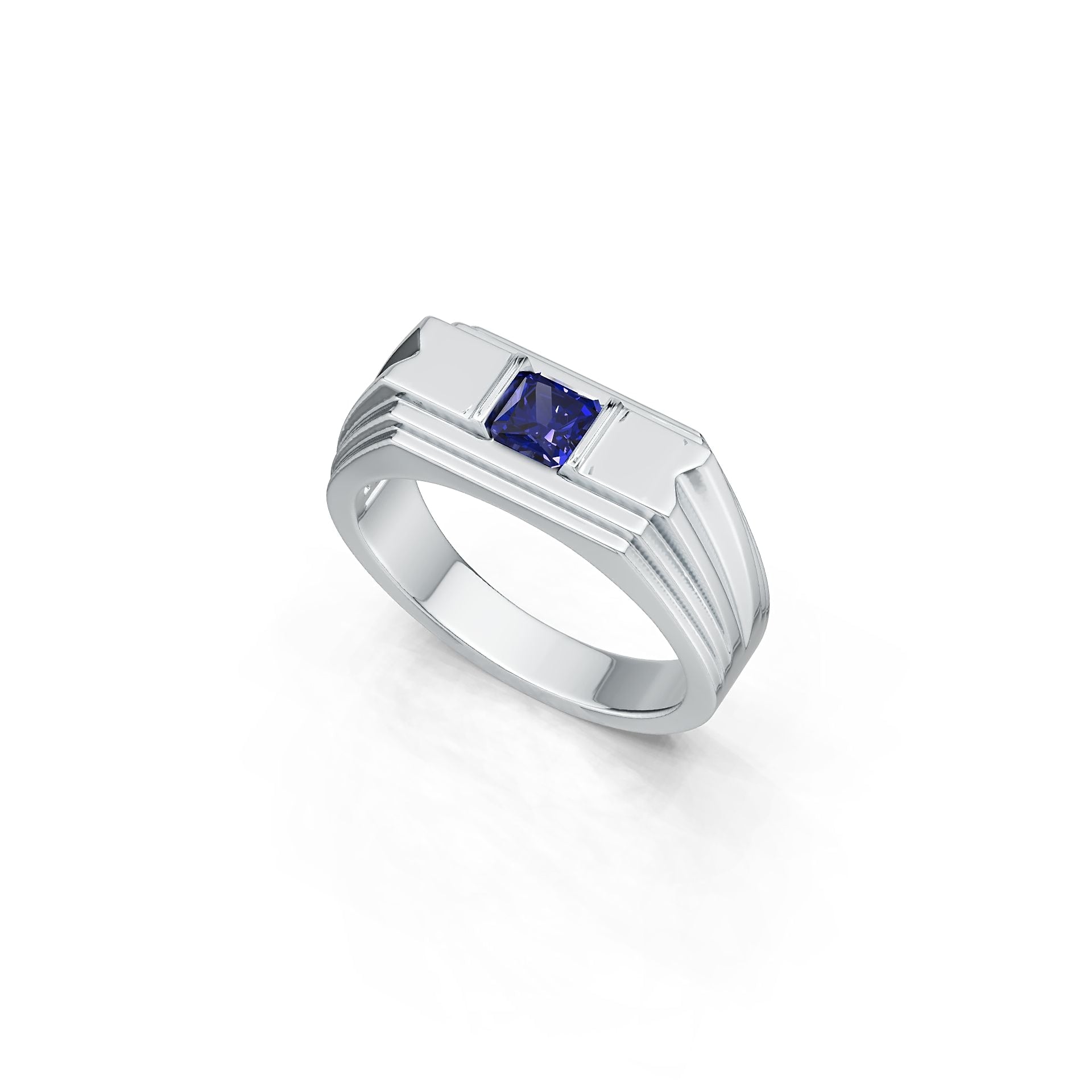Men's Sterling Silver Semi Mount Ring Setting Princess SQ 4.5X4.5mm DHJ