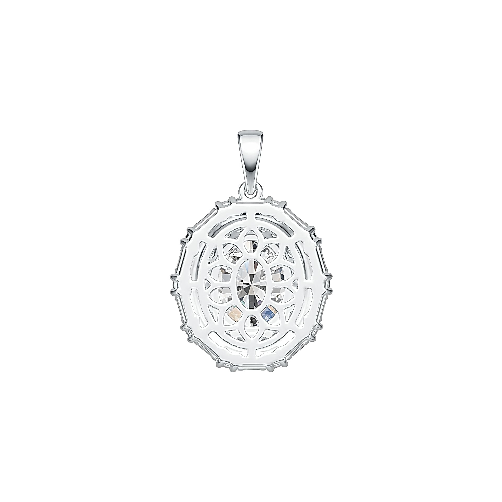 Sterling Silver Semi Mount Pendant Setting Oval OV 11X9mm with White Topaz Syzjewelry