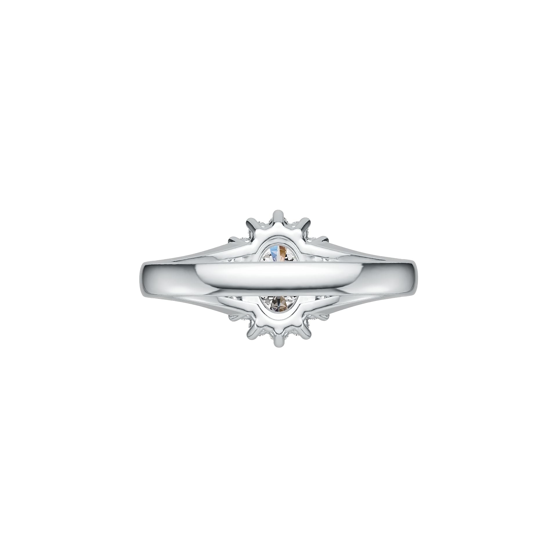 10K Gold Semi Mount Ring Setting Oval OV 7X5mm Halo Moissanite Accent DHJ