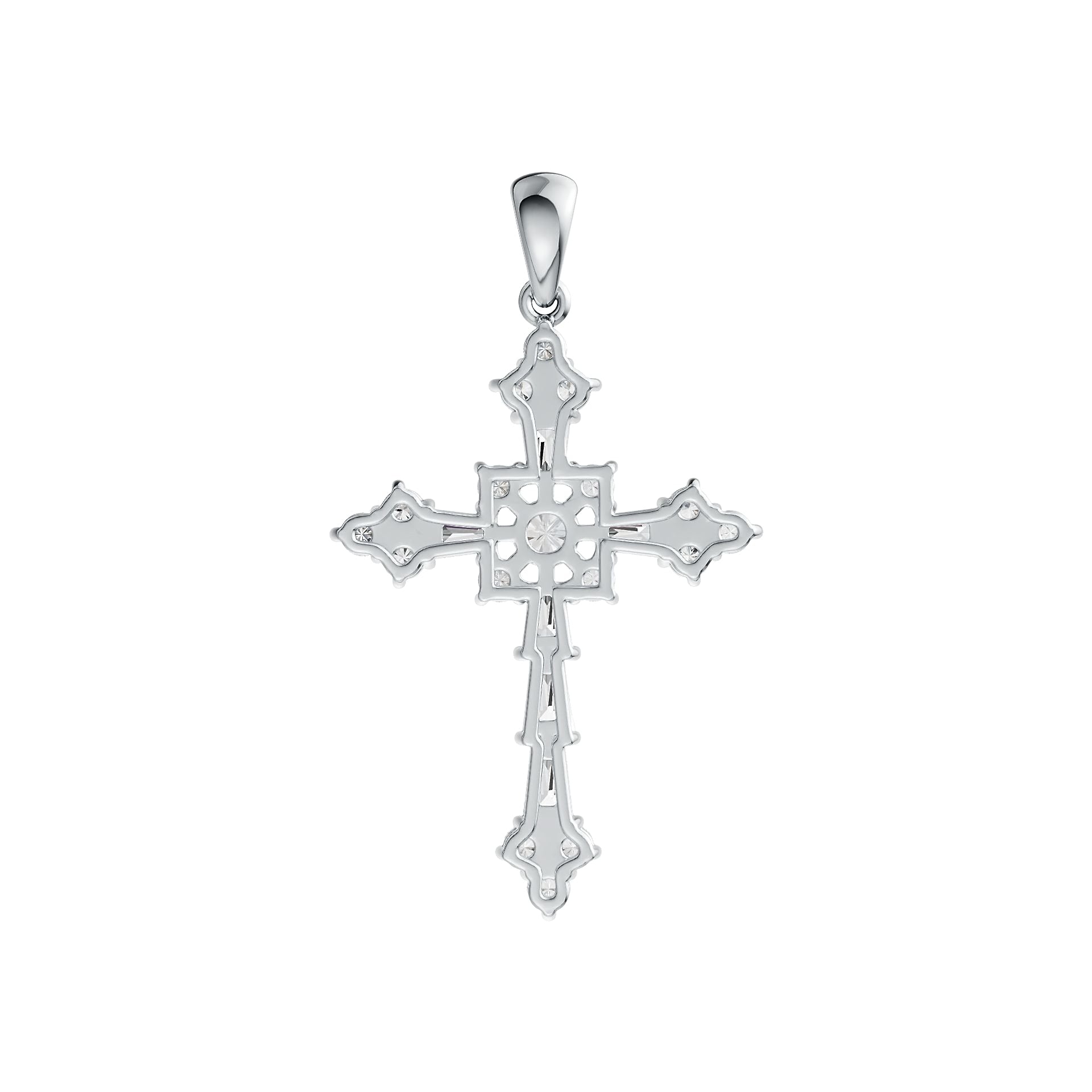 Sterling Silver Semi Mount Pendant Setting Round RD 4x4mm Cross Theme DHJ