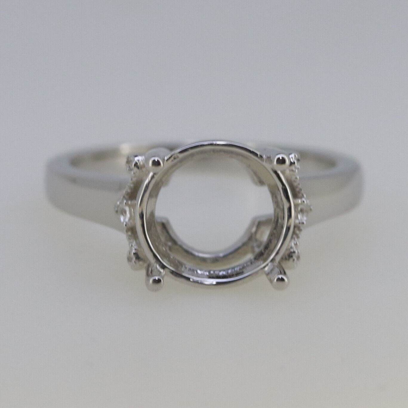 Platinum Semi Mount Ring Setting Round RD 10x10mm Solitaire Diamond Accent Syzjewelry